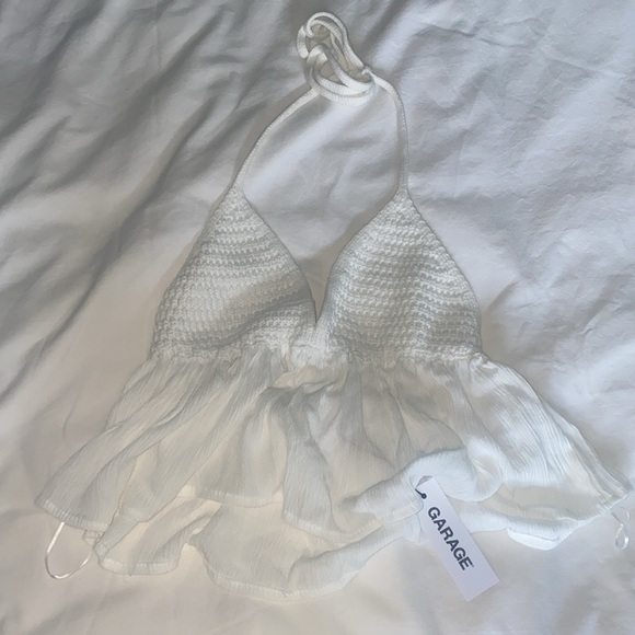 NWT White Garage Crotchet Halter Top - Picture 4 of 5
